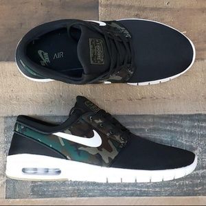 nike sb janoski air max black & camo mesh skate shoes